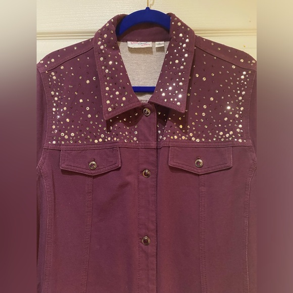Plus size 1x purple denim jacket with bling blingy embellishments - Picture 2 of 3